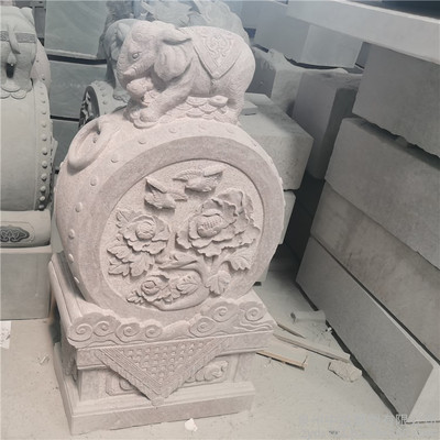 花崗巖抱鼓石 傳統石雕工藝，招財納福的鎮宅擺件